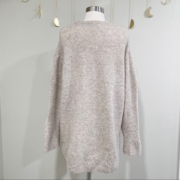 Zara Knit Sweater.Cream.Long Sleeves.Scoop Neck.L - Picture 6 of 7